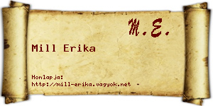 Mill Erika névjegykártya